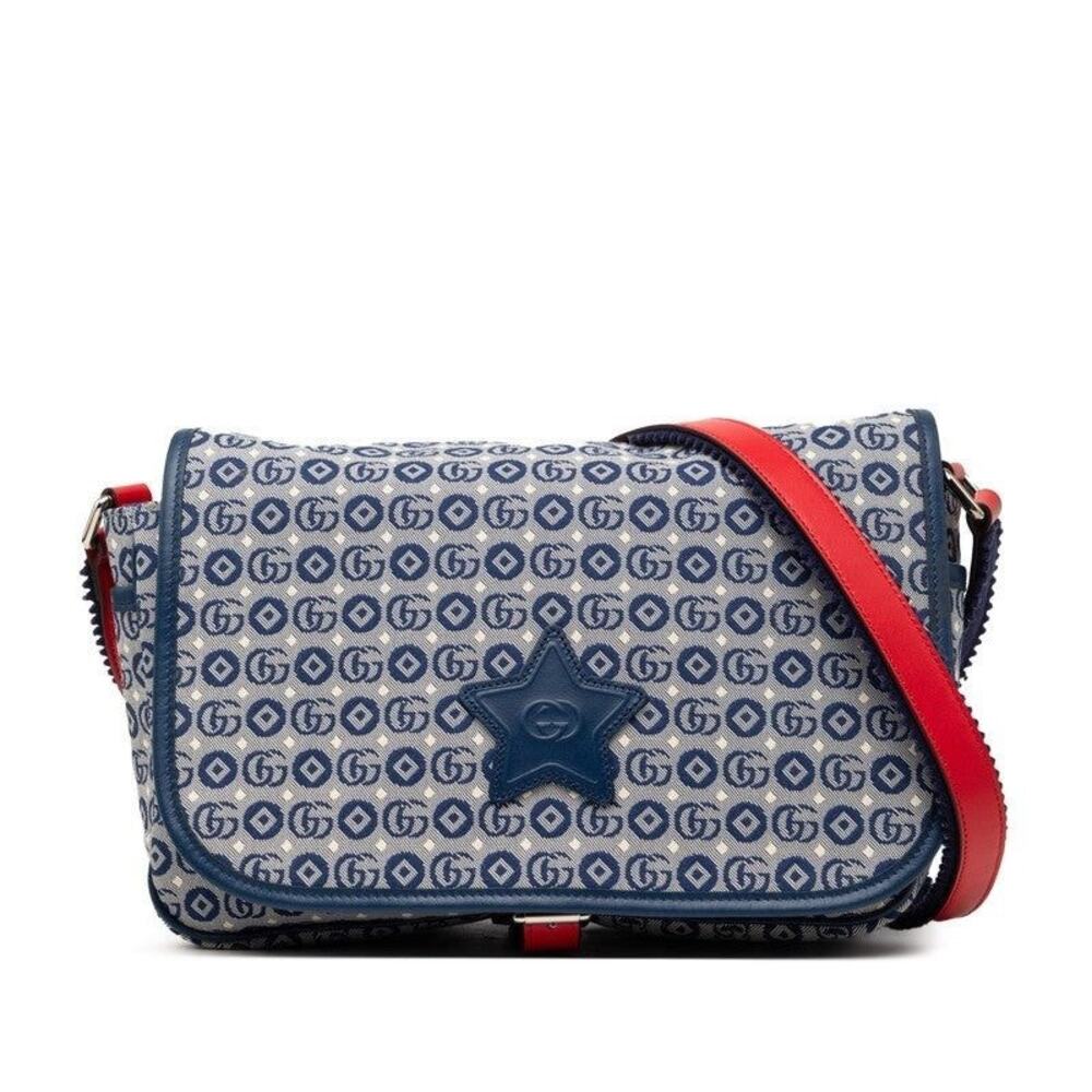 Gucci Childrens Double G Logo Star Shoulder Bag Blue